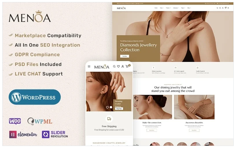 Menoa - Modern Jewelry & Imitation Store - WooCommerce Responsive Theme download