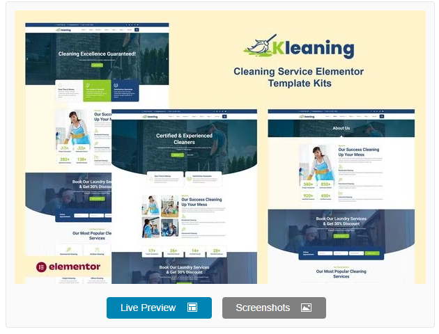 Kleaning - Cleaning Service Elementor Template Kits download