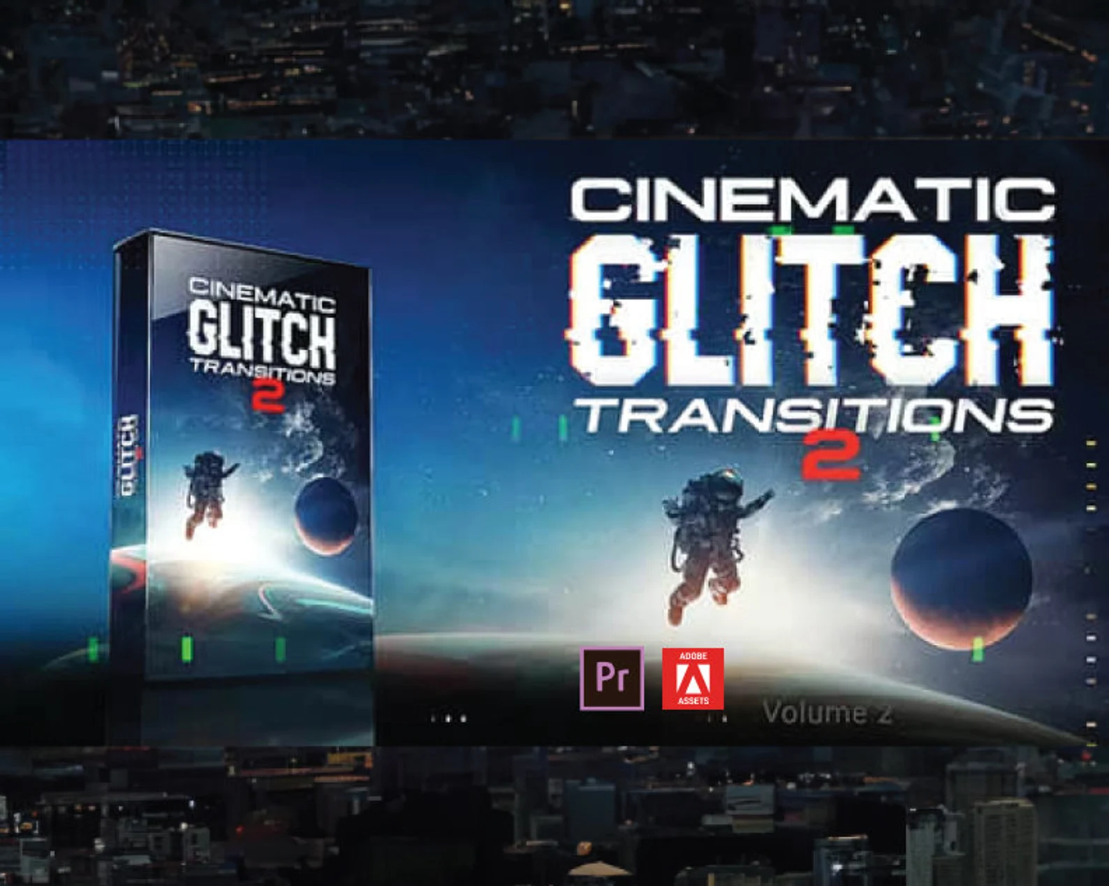 40+ Cinematic Glitch Transitions Pack for Adobe Premiere Pro