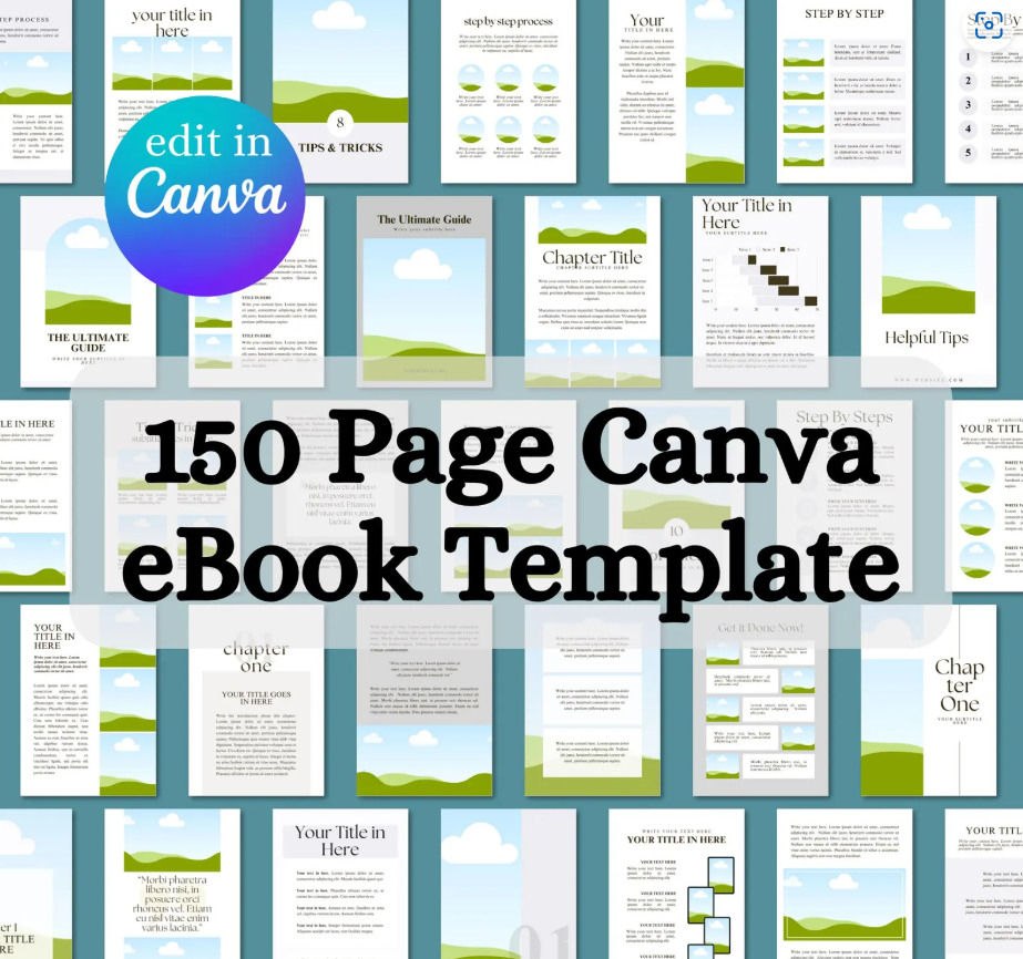 Canva eBook Template, Course WorkBook Template, How to Create e-Book,150 EBook Template Canva