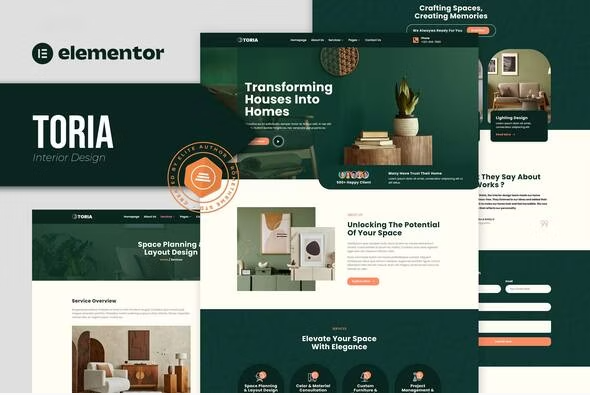 Toria - Interior Design Elementor Template Kit download