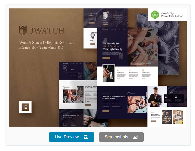 JWatch – Watch Store & Repair Service Elementor Template Kit download