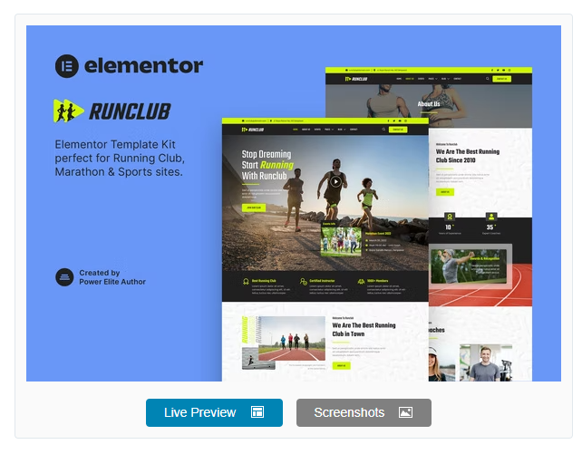 Runclub – Running Club, Marathon & Sports Elementor Template Kit download