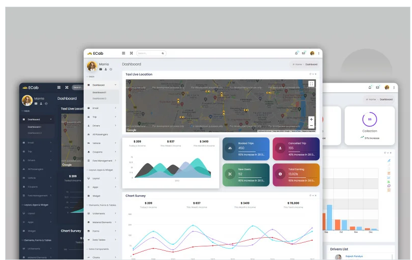 ECab - Taxi Admin Bootstrap Material Admin Template download