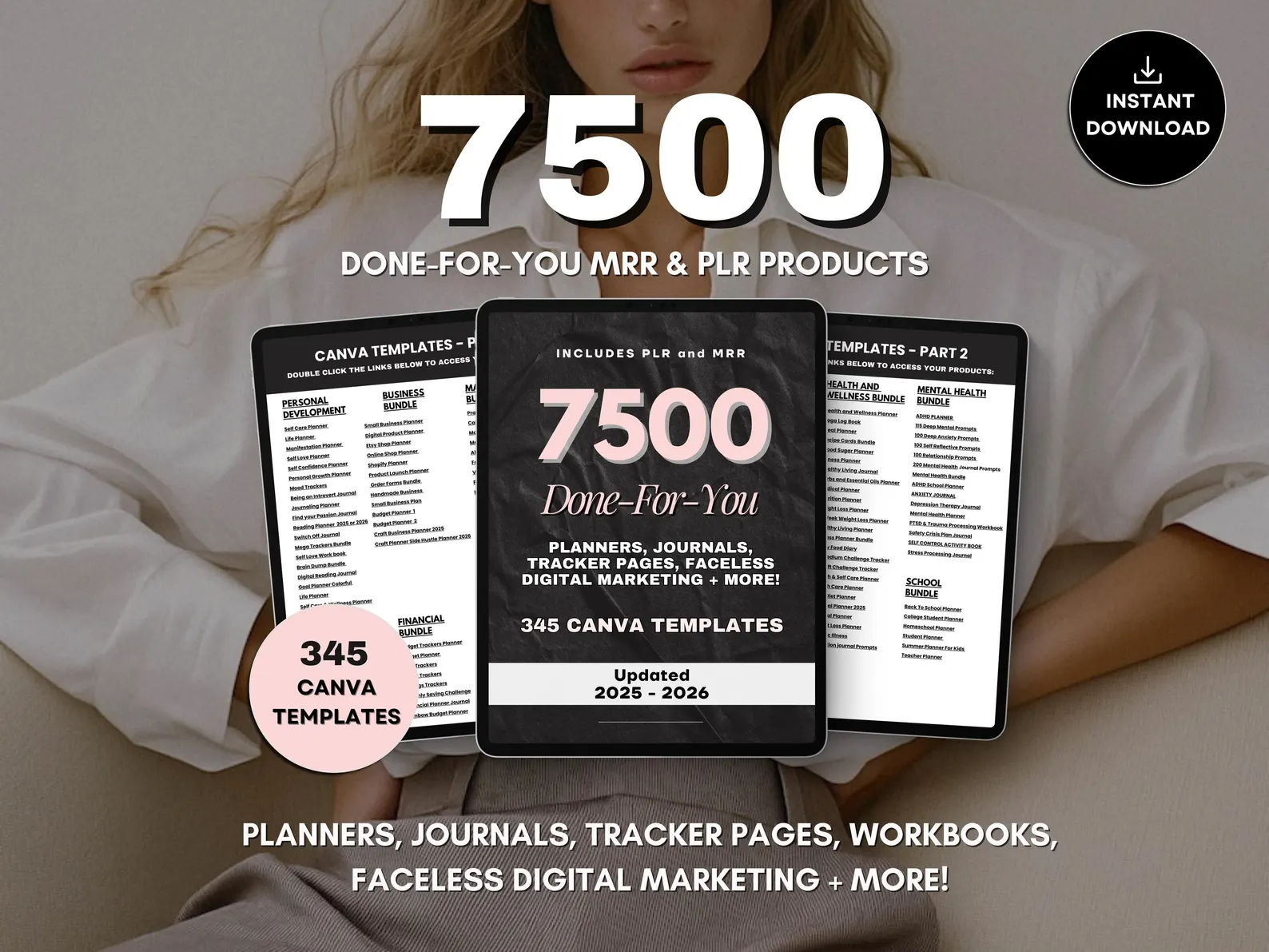 7500 Done For You PLR MRR Digital Canva Template Bundle, 2025 2026 Digital DFY Templates