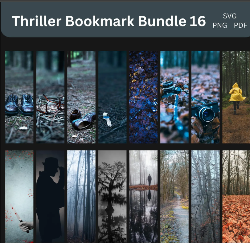 Thriller Bookmark Bundle, Horror Crime Thriller Bookmarks - Digital, downloadable bookmark