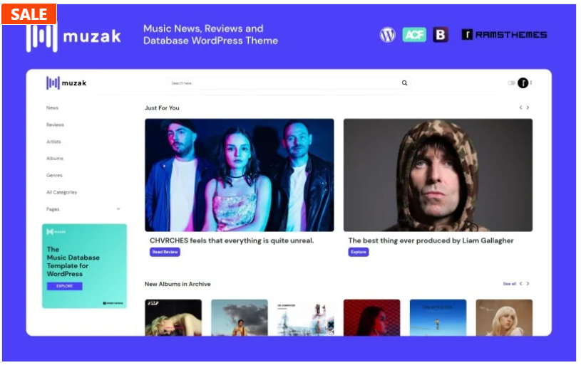 MUZAK - Music News, Reviews, Blog and Database WordPress Theme download