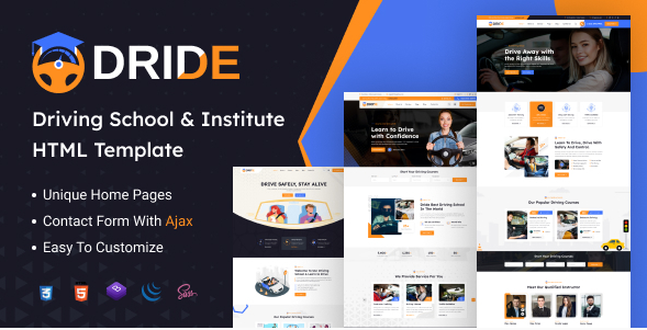 Dride - Driving School & Courses HTML Template download