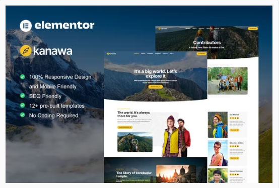 Kanawa - Modern Travel Blog Elementor Template Kit download