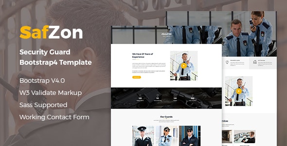 SafZon - Security Guard HTML Template download